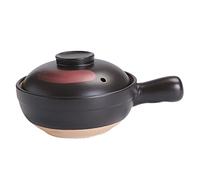 Gatuida Small Black Red Brush Pattern Clay Casserole Pot with Handle Heat Retaining Stewpan for Gas Stove for Soup Rice and Braised Dishes Home Cooking
