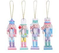 Gatuida Small Christmas Nutcracker Ornaments: 4pcs Mini Nutcracker Soldier Ornament Christmas Tree Hanging Decoration Wooden Candy Pastel Nutcracker Puppet Pendant for Xmas Tree Decor