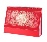 Gatuida Small Desk Calendar Elegant Red Chinese Style Flip Calendar with Horse Year Motifs for Home Office Compact Monthly Planner for Chinese Year