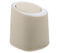 Gatuida Small Desktop Waste Bin with Press-top Lid Compact Lightweight Mini Trash Can for Bathroom Bedroom Office Dorm Easy to Move and Wear-resistant Household Rubbish Container in Cream