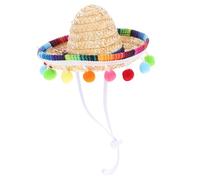Gatuida Small Mexican Sombrero Hat with Chin Strap Pompom Spanish Straw Hat for Carnival Parties Themed Events and Family Gatherings Fun Fiesta Accessory