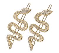 Gatuida Snake Hair Clips Decorative Hair Clips 2Pcs Small Barrette 7Cm Elegant Alloy White Crystal for Women and Teen Girls Work and Parties