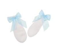 Gatuida Soft Plush Bunny Ear Headband with Bow for Women Inspired Kawaii Accessory Refreshing Sky Blue Cozy Comfortable Cute Headpiece for Cosplay Birthday Parties Halloween Weddings and