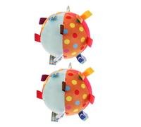 Gatuida Soft Plush Sensory Bell Balls for Infants, Montessori Baby Development Toy Ribbon Tags, 2pcs Colorful Comforter Balls for Crib and Car Stimulation