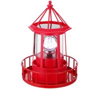 Gatuida Solar Lighthouse Light Red LED Rotating Beacon Lamp Outdoor Yard Patio Decor Waterproof IP44 Iron Statue Gift for Garden Lawn Great Idea Pro Gear Kit Set Size 21.00 cm High Item Top Good