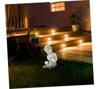 Gatuida Solar Statue Resin Sculpture with Solar Light Weatherproof Outdoor Garden Ornament for Lawn Patio Balcony Figurine Holding Transparent Jar with Insects