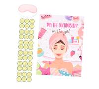 Gatuida Spa Party Games Kit for Women Pin the Cucumbers Spa Girl Poster with Blindfolds Birthday Decorations and Fun Makeup Party Supplies for Adults