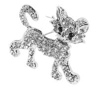 Gatuida Sparkling Rhinestone Cat Brooch Pin Alloy Kitten Lapel Pin Charming Silver Accessory for Women Sweater Clothes Suits Versatile Fashion Decoration