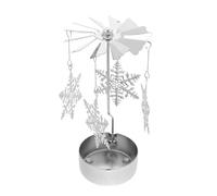 Gatuida Spinning Carousel Candlestick: Christmas Snowflake Rotary Candle Holder Spinner Rotating Metal Tea Light Candles Holder Xmas Holiday Party Table Decor