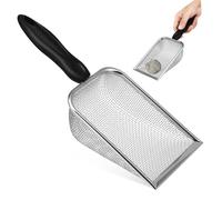 Gatuida Stainless Steel Cat Litter Scoop with Small Holes Mesh Ergonomic Handle Efficient Sifter for Clean Litter Filtering and Easy Cleaning Lightweight Black Metal Scooper for Cats