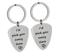 Gatuida Stainless Steel Guitar Keychain Couple Key Chains for Valentine's Day Bag Pendant Unique Idea for Him