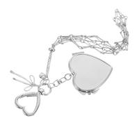 Gatuida Stainless Steel Mesh Pocket Pendant Purse Lipstick Handbag Stainless Steel Lip Gloss Holder Lightweight Lip Gloss Holder Girl's Bag Pendant Compact Mirror Keychain Silver