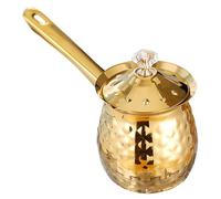 Gatuida Stainless Steel Turkish Coffee Pot Gold Milk Heating Pitcher with Smooth Handle Quick Heat Dissipation Beverage Pot for Kitchen Cooking and Espresso Frothing