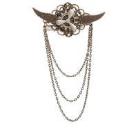 Gatuida Steampunk Brooch With Wings - Multi-Use Vintage Alloy Chain Tassel Barrette Brooch Hairpin For Show Cosplay Costume Retro Outfits