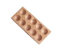 Gatuida Stylish Green Rubber Wood 10-cup Egg Holder round Slots for Refrigerator Storage Holds Standard-size Chicken Eggs for Kitchen and Fridge Organisation