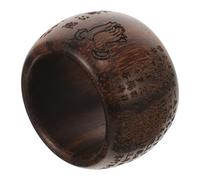 Gatuida Stylish Wooden Finger Ring with Pattern Buddhism Inspired Thumb Ring for Men and Women Lightweight Wood Jewelry Chic and Simple Design for Everyday Wear
