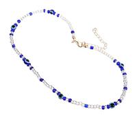Gatuida Summer Seed Beads Necklace with Blue Evil Eye Pendant, Women’S Beach Clavicle Chain Choker for Teens and