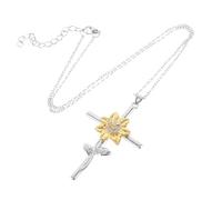 Gatuida Sunflower Cross Necklace for Women Lightweight Flower Pendant Meaningful Symbol of Faith and Hope Versatile Jewelry for Everyday Wear