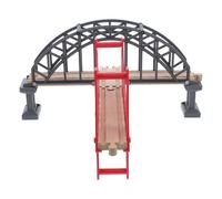 Gatuida Suspension Bridge Wooden Train Track Accessories for Engaging Family Play Includes Grey Crossing and Red Suspension Bridges Safe DIY Fun for Promotes Creativity and Bonding