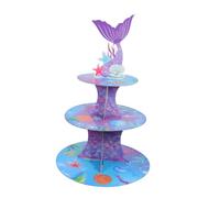 Gatuida Tea Party Cakes Holder Mermaidparty Food Tray Little Mermaid Party Favors Mermaid Serving Wood Trays Under The Sea Cake Topper Cupcake Stand Under The Sea