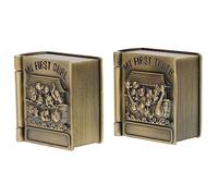 Gatuida Teeth Cases 2pcs Metal and Flannelette Storage Boxes Animal Patterns Baptism/Christmas for Toddlers