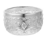 Gatuida Thai Traditional Small Carved Tin Bowl Lightweight Water Offering Container for Essential Oils and Facial Masks Compact Decorative Fruit Serving Bowl for Spa and Home Use