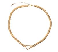 Gatuida Titanium Steel Heart Pendant Necklace for Women Gold Plated Snake Bone Chain Choker with Hollow Heart Charms Anti-fade Clavicle Jewelry for Teen and Women