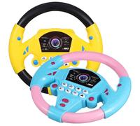 Gatuida Toy Steering Wheel, 2pcs Kids Steering Wheel for Car Simulation Portable Driving Controller Car Backseat Pretend Driving Simulator with Light and Music