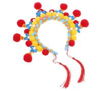 Gatuida Traditional Chinese Theatrical Headband with Plush Material and Elegant Pompom Design, Lightweight and Comfortable Wear for Stage Shows and Themed Parties
