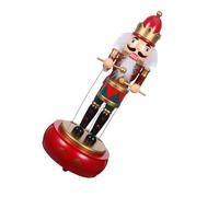 Gatuida Traditional Wooden Nutcracker Music Box with Sturdy Round Base Vintage Nutcracker Soldier Figurine Playing Melodious Christmas Tunes for Home Table Decor and Holiday Ambiance