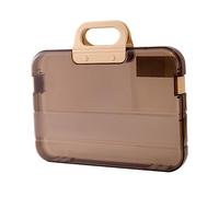 Gatuida Transparent Coffee Plastic File Box with Snap Tight Buckle Portable Document Organizer for Office Paper Storage School Files Holder and Document Case