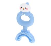 Gatuida U Shaped Toothbrush for Manual Silicone Brush Head with Washable Design Soft PP Material for Comfortable Teeth Cleaning Cute Snowman Style in Blue for Easy Use and Travel