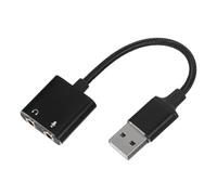 Gatuida USB Headset Adapter and USB Microphone Interface External Sound Card Converter for PC and Laptop, Black, Compatible with Tablets and Gaming, Plug-and-play Audio Splitter Cable