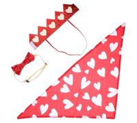Gatuida Valentine'S Day Pet Decoration Set 3Pcs Red Heart Crown Hat Triangle Scarf for Dogs Pet Hats Bowtie Kit for Valentine Party Supplies