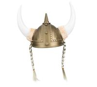 Gatuida Viking Ox Horn Hat Decorative Roman Style Helmet Unique Costume Accessory for Masquerade Parties Festivals for Halloween Cosplay Themed Events with Braids Gold