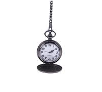 Gatuida Vintage Black Stainless Steel Pocket Watch with Arabic Numerals Mechanical Movement Removable Chain for Men Retro Style Timepiece for Everyday Use