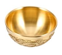 Gatuida Vintage Brass Fortune Bowl with Double Dragon Design Decorative Treasure Basin for Wealth and Prosperity Feng Shui Ornament for Home Decor and