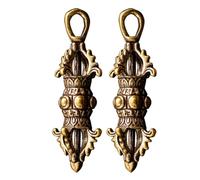 Gatuida Vintage Brass Vajra Pestle Keychain Pendant Retro Tibetan Decor 2pcs Set for Collectors and Keyring Enthusiasts Unique for Spiritual Practices