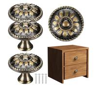 Gatuida Vintage Cabinet Handle - 4 Pack Round Drawer Knobs 3.1Cm Retro Zinc Alloy Furniture Pulls for Cabinets Dressers and Wardrobes