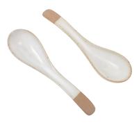 Gatuida Vintage Ceramic Soup Spoons Easy to Clean Multipurpose Rice Spoons 2 Pcs for Drinks and Other Liquids Suitable as Gifts for Housewives