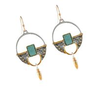 Gatuida Vintage Dangle Drop Earrings for Women Creative Inlaid Blue Ore Long Ear Jewelry Smooth Surface Resistant Lightweight Design Elegant Minimalist Charm for Party Wear