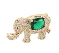 Gatuida Vintage Elephant Brooch Pin with Cubic Zirconia Mini Bling Statement Animal Lapel Pin in Copper for Dress Sweaters Wedding Party and Feng Shui Accessory