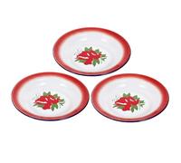 Gatuida Vintage Enamel Dish Set 3pcs 20cm Floral Pattern Retro Round Snack Plates Food Serving Tableware for Home Dining and Entertaining Random Style