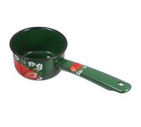Gatuida Vintage Enamel Water Ladle with Long Handle for Kitchen and Garden Use Multi-Functional Small Milk Pot and Water Scoop Lightweight Reusable Spoon in Green Strawberry Color