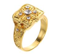 Gatuida Vintage Engraved Women’s Ring with Secret Compartment, Micro-pave Rhinestone Flip-top Gold Ring Size 10, Stylish Wedding Jewelry for Versatile Wear