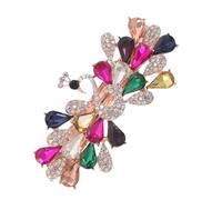 Gatuida Vintage Floral Rhinestone Hair Claw Clip with Peacock Design Sparkling Barrette for Thick Fine Hair Non-slip Metal Hairpin for Wedding Prom Ponytail and Elegant