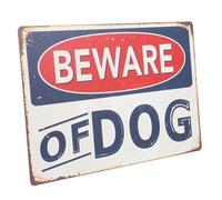 Gatuida Vintage Iron Beware of Dog Sign Garden Ornament Warning Caution Board for Fence Outdoor Safety Decor