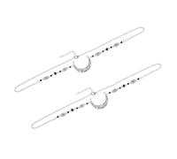 Gatuida Vintage Natural Stone Crystal Headbands 2pcs Set Hollow Moon Pattern Forehead Chains for Women Wedding Birthday Hair Accessories in Antique Silver with Black Crystals