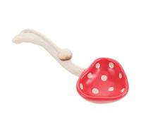 Gatuida Vintage Red Mushroom Ceramic Soup Spoon Handmade Asian Ladle for Ramen Pho Noodles Multipurpose Tableware for Soups Desserts Rice and Dinner Serving