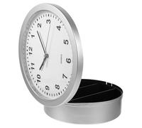 Gatuida Vintage Silver Wall Clock Safe with Hidden Compartment for Jewelry and Cash Storage, Plastic Material, Housekeeping Organizer Suitable for Kitchen the Road